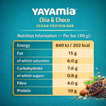 Load image into Gallery viewer, Yayamia Chia & Choco Vegan Protein Bar 10g Plant-Based Protein No Added Sugar 100% Natural Ingredients Cocoa & Chia Seeds Snack Bar 152 kcal