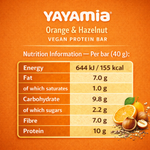 Load image into Gallery viewer, Yayamia Orange & Hazelnut Vegan Protein Bar No Added Sugar Plant-Based Snack with 10g Protein 100% Natural Ingredients 159 kcal