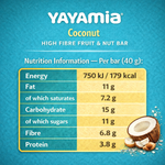 Load image into Gallery viewer, Yayamia Coconut Fruit & Nut Bar No Added Sugar Vegan Snack with 100% Natural Ingredients High Fibre Plant-Based Bar with Fruit and Nuts 179 kcal