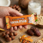 Load image into Gallery viewer, Yayamia Orange & Hazelnut Vegan Protein Bar No Added Sugar Plant-Based Snack with 10g Protein 100% Natural Ingredients 159 kcal