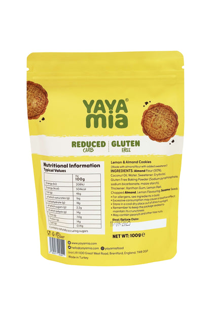 Yayamia Lemon Cookie Gluten-free, Reduced-carb, Ketogenic, Vegan , Lemon Flavours