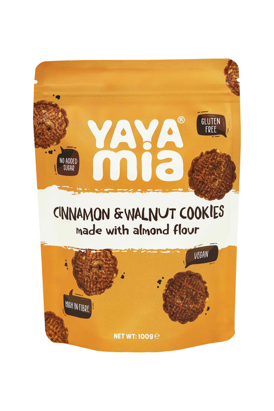 Yayamia Cinnamon & Walnut Cookie Gluten-free, Reduced-carb, Ketogenic, Vegan , Cinnamon & Walnut Flavours