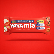 Yayamia Apple & Cinnamon Fruit & Nut Bar, No Added Sugar Vegan Snack with 100% Natural Ingredients, High Fibre Bar with Fruit & Nuts, 98 kcal