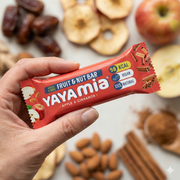 Yayamia Apple & Cinnamon Fruit & Nut Bar, No Added Sugar Vegan Snack with 100% Natural Ingredients, High Fibre Bar with Fruit & Nuts, 98 kcal