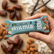 Yayamia Coconut Fruit & Nut Bar No Added Sugar Vegan Snack with 100% Natural Ingredients High Fibre Plant-Based Bar with Fruit and Nuts 179 kcal