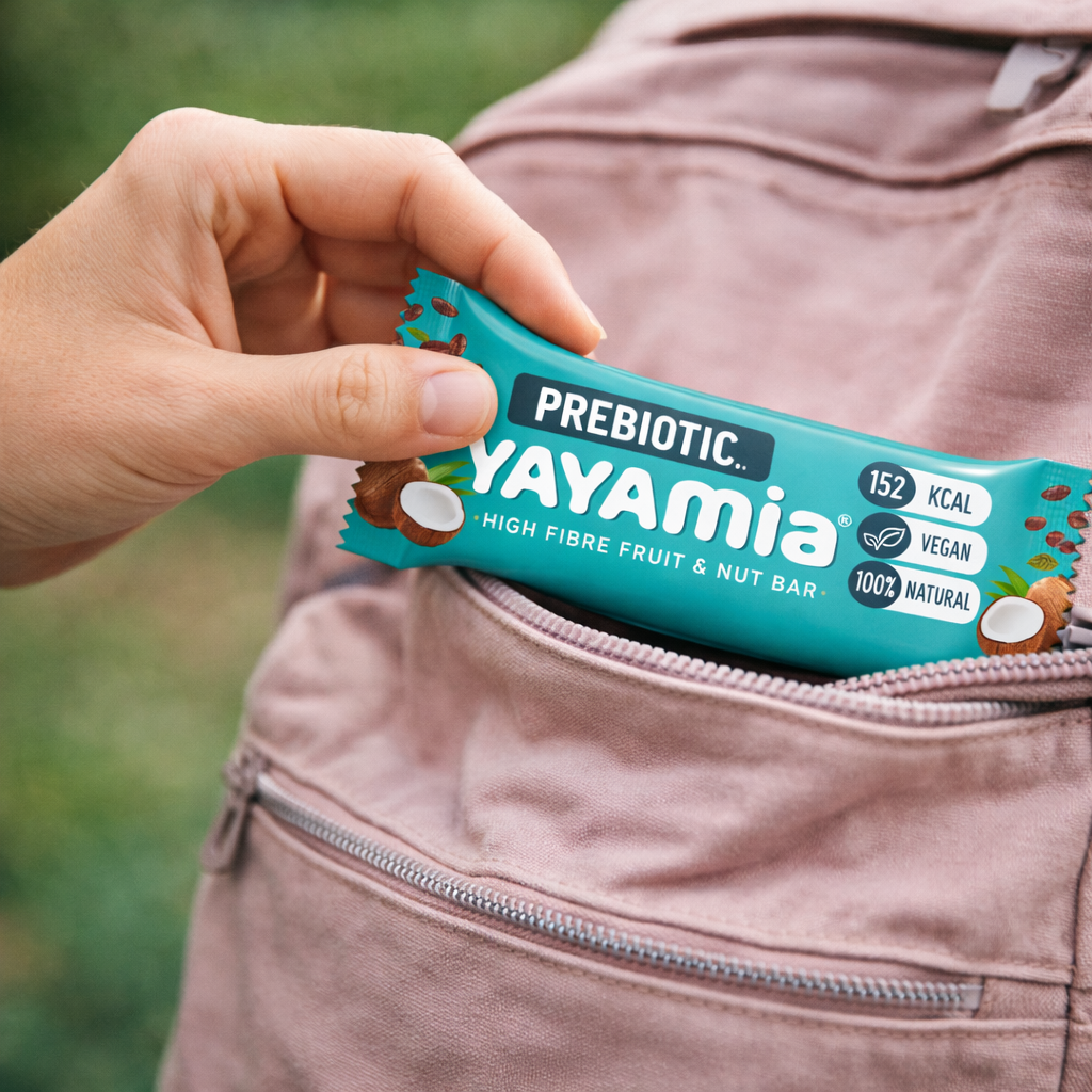 Yayamia Prebiotic High Fibre Fruit & Nut Bar No Added Sugar Vegan Snack with 100% Natural Ingredients Plant-Based Fibre Bar with Coconut 152 kcal