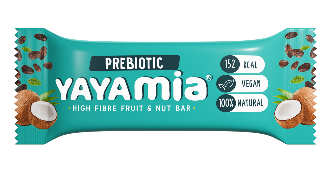 Yayamia Prebiotic High Fibre Fruit & Nut Bar No Added Sugar Vegan Snack with 100% Natural Ingredients Plant-Based Fibre Bar with Coconut 152 kcal