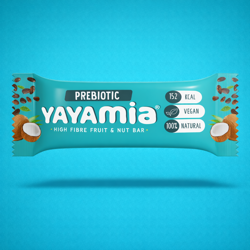 Yayamia Prebiotic High Fibre Fruit & Nut Bar No Added Sugar Vegan Snack with 100% Natural Ingredients Plant-Based Fibre Bar with Coconut 152 kcal