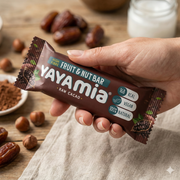 Yayamia Raw Cacao Fruit & Nut Bar No Added Sugar Vegan Snack High Fibre Chocolate Bar with 100% Natural Ingredients 168 kcal